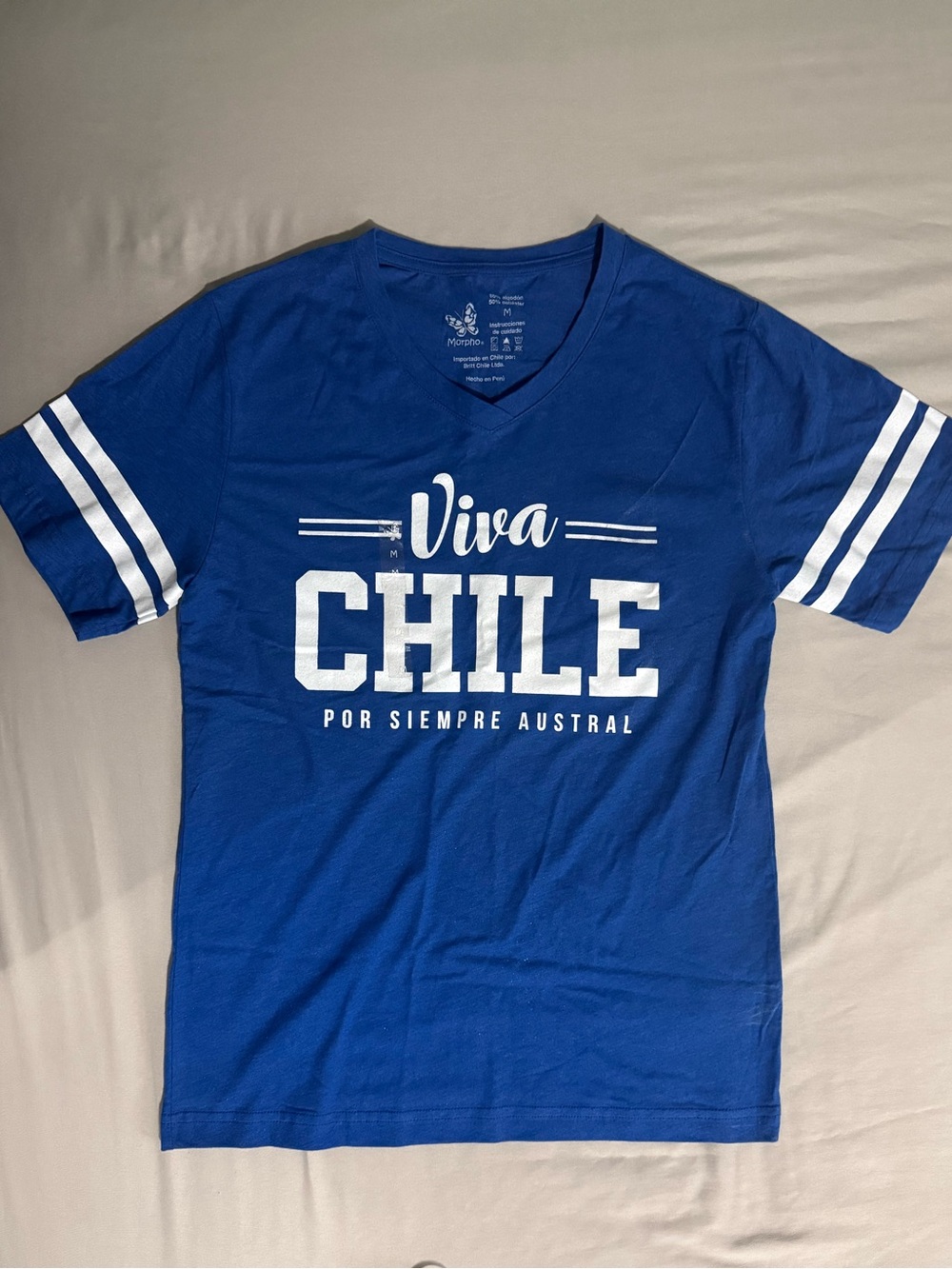 Blue Viva Chile V-neck T-shirt